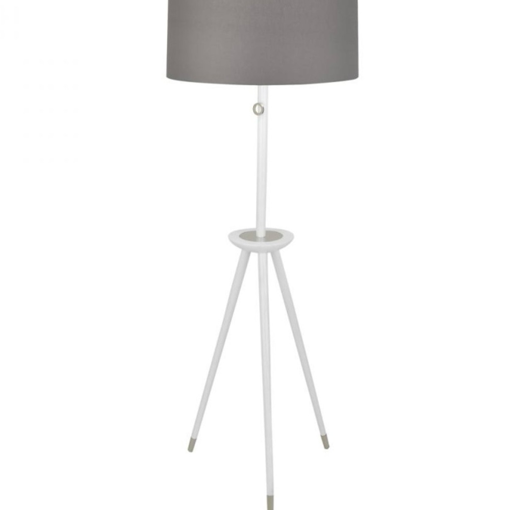 Johnathan Adler Gray and White Tripod Floor Lamp